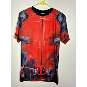 Marvel Deadpool Costume Graphic Tee Shirt Adult Small Red Comic T-Shirt